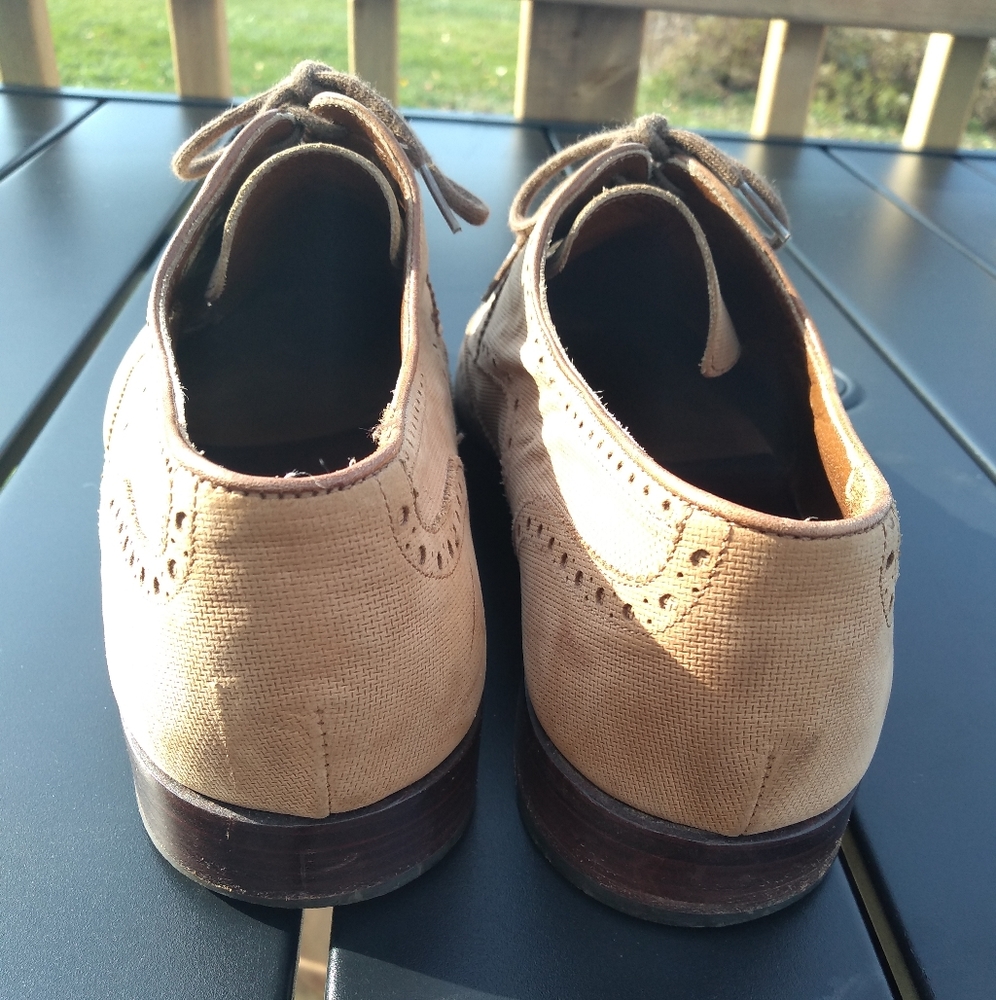 Men's L & M Shoes, Tan Leather Brogues, Wingtip, Size  8.5, Made in Italy - Picture 5 of 16
